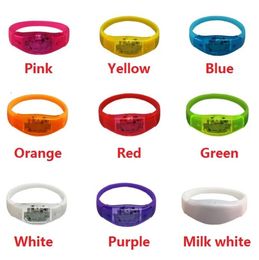 LED Luminous Bracelet voice controled Glowing Wrist Strap Bar Club Rave prop Safty Night Light Armband Entertainment Cheering Props Adult Kids Flashing Toys Gifts