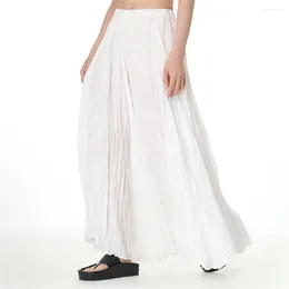 Skirts Womens Casual Solid A-Line Long Skirt Tulle High Waist Pleated Y2K Elegant Ladies Wild Dating Maxi Drop Streetwear