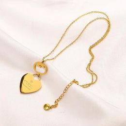 Classic Gold Plated Brand Designer Pendants Necklaces Stainless Steel Letter Sweater Choker Pendant Chain Jewelry Accessories Gifts