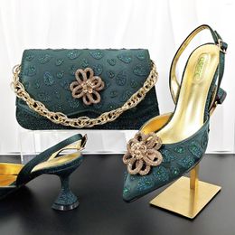 Dress Shoes QSGFC Classic Style Green African Fashion Ladies Clutch With Same High Heels Suitable For Wedding Banquet And Commute