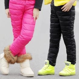 Trousers Winter Children's Cotton Down Pants Warm Clothing 2024 Boys Girls High Waist Thickening For Kids 6 7 8 9 10 11 12 Years