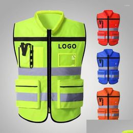 Motorcycle Apparel High Visibility Reflective Safety Vest Personalized Customized Night Cycling Work Clothes For Construction Worker Otcjk