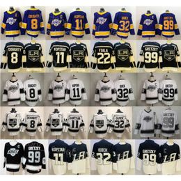 Angeles''kings''los Hockey 8 Drew Doughty Jersey 11 Anze Kopitar 32 Jonathan Quick 22 Kevin Fiala 99 Wayne Gretzky Reverse Retro Black White 6562