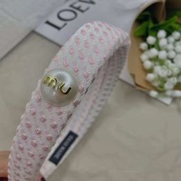 MI Hairpin Alphabet Imitation Pearl Colourful Striped Sponge Headband mui mui Headband Sweet Hundred Bandages Fashion Headband