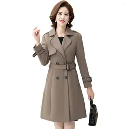 Women's Trench Coats High-end Windbreaker Autumn Clothes Western Fashion Noble Temperament Middle-aged Loose And Comfortable Coat 5XL