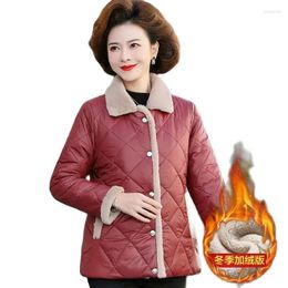 Women's Trench Coats Mother Add Velvet Coat Autumn Winter PU Leather Fashion Down Cotton-Padded Outerwear Women Thick Warm Ladies Jacket