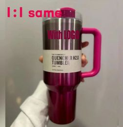 PINK Parade 40oz Quencher H2.0 Mugs Cups Car cup Stainless Steel Tumblers Cups with Silicone handle Valentine Day Gift With 1:1 Same Logo DHL 0120