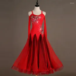 Stage Wear Adult Standard Ballroom Dance Dresses High Quality Red Waltz Dancing Skirt Women Elegant Competition Dress