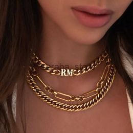 Pendant Necklaces 8mm Cuban Thick Name Necklace Rectangular Buckle Custom Letter Chain 314L Stainless steel Personalised Pendant Gift For Her/He J240120