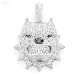 New Arrival Pitbull Spike Collar Diamond Pendant 3ctw Round Moissanite Hip Hop Pendant Necklace Factory Custom Silver Jewellery