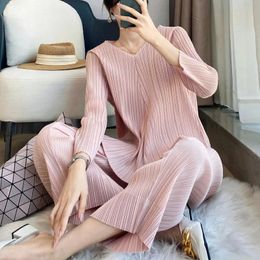 Dress Two Piece Of Clothings Folding Foreign Gas Reduction Fashion Set Women Spring And Autumn 2023 New Loose Top Straight Pants