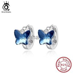 Stud ORSA JEWELS Butterfly Crystal Hoop Earrings for Teens With AAAA Zircon 2021 Trendy Female Clips earrings Silver Jewellery SWE12 J240120