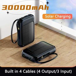 Cell Phone Power Banks 30000 mAh Solar Power Bank Thin Light Comes With Four-wire External Battery Portable Daily Power Bank For Samsung