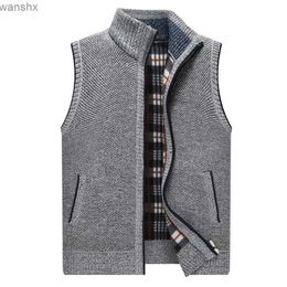 Men's Sweaters 2023 Men's Cardigan Vest Stand Collar Thick Sleeveless Sweatercoat Full Zipper Turtleneck Jackets Warm Male Knitted Clothing