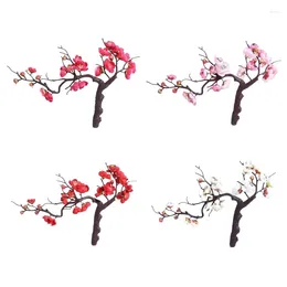 Decorative Flowers Artificial Plum Blossom Bonsai Silk Winter Wedding Home Room Decoration