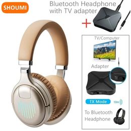 Headphones Shoumi Wireless Headphones Cheap Bluetooth TV Headset with Bluetooth Adapter Television Earphone for TV Computer Adaptor Helmet