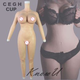 Costume Accessories C E G H Cup Full Bodysuit Silicone Fake Boobs Crossdress Transgender Transvestites MTF Cosplay Breast Forms Shemale