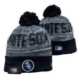 White Sox Beanie Knitted Chicago Hats Sports Teams Baseball Football Basketball Beanies Caps Women& Men Pom Fashion Winter Top Caps Sport Knit Hats a0