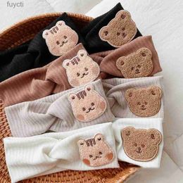 Party Hats Cartoon Baby Headband Cute Bear Rabbit Cross Hair Bands for Newborn Boys Girls Elastic Infant Wide Turban Kids Hair Accessories YQ240120