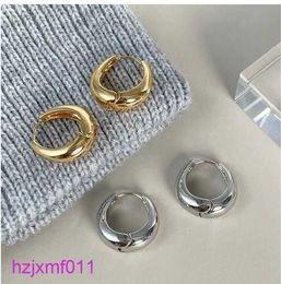 7cnw Stud Gold Hoop Earrings for Women Designer Half Moon Sphere Thick Chunky Ladies Stainless Steel Silver Earring 925 Jewellery Acc