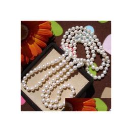 Chokers Real Pearls Long Sweater Jewellery Winter/Spring/Summer/Autumn Pearl Necklace Knotted Costume Jewellery On Sale 230923 Drop Del Dhfq9