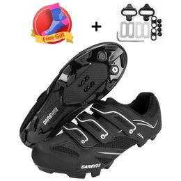 Footwear Darevie Cycling Shoes 2023 Newest Mtb Self Lock Cycling Shoes Pro High Quality Spd Cleats Toe Cover Set Breathable Bike Sneaker