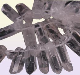 3538pcsStrand Large Size Raw Clear Crystal Quartz Top Drilled PointsPolished Natural Gems Tusk Stick Spike Pendant Beads Bulk 24039864