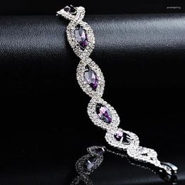 Charm Bracelets Women's Austrian Crystal Wedding Bracelet With Stone Silver Colour Bridal & Bangles For Women Fashion Jewellery