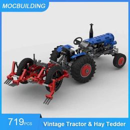 Blocks MOC Building Blocks Vintage Tractor with Mowbar Hay Tedder Model DIY Assemble Bricks Creative Collect Toys Xmas Gifts 524PCS 240120