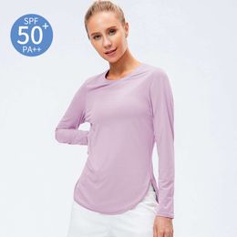 Lu Align Lemon Yoga Clothes Split Long Sleeve Women Top Gym Fitness Shirt UPF50+ Sunscreen Sports Clothes Sportswear T-shirt LL Lu Jogger