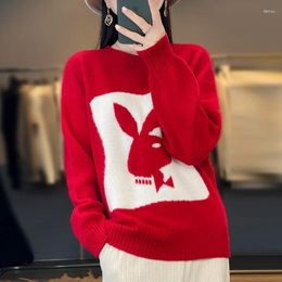 Women's Sweaters The Year Of 2024 Celebrates Spring Festival Red Christmas Sweater Loose Chinese Woolen