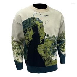 Men's Sweaters Crewneck For Men Oversized Y2K Aesthetic 3D Tie Dyed Head Graphic Knitted Sweater Casual Pullover Long Sleeve Jumpers