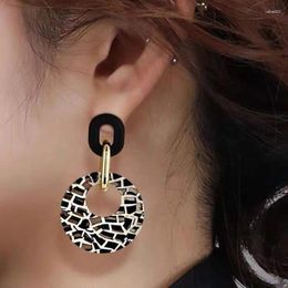 Dangle Earrings French S925 Silver Needle Acrylic Geometric Leopard Pattern Circled Women's Style Punk Jewelry Gift