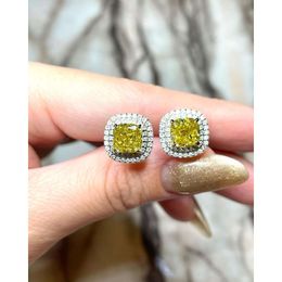 0.5Ct Fancy Fine Jewellery Gold Earrings Stud Earring Diamond Lab Created Moissanite Vivid Yellow Studs