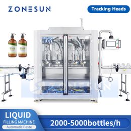 ZONESUN Automatic Continuous Motion Filler Servo Tracking Liquid Filling Machine High Speed Paste Packaging Equipment ZS-VTPF4
