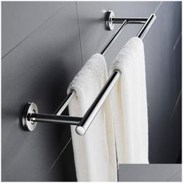 Towel Racks Stainless Steel Tower Bar Anti-Rust Bathroom Washroom Double Rod Rack Shelf Holder Wall Mounted 200923 Drop Delivery Home Dhgc4