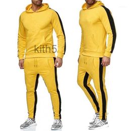 Men's Tracksuits Sports Suit Jacket and Pants with Pockets Patchwork Black Yellow Cosplay White Red Autumn Winter Series VAZ4