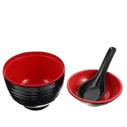 Dinnerware Sets Ramen Bowls Miso Soup Japanese Style Rice Restaurant Multifunction Household Kitchen Supply Melamine With Lid