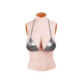 Costume Accessories C/D/E/G CUP Half Bodysuit High Collar Neck Fake Boobs Realistic Silicone Breast Forms Crossdresser Shemale Drag Queen 2G
