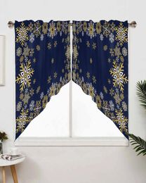 Curtain Christmas Blue Snowflakes Short Living Room Kitchen Door Partition Home Decor Resturant Entrance Drapes