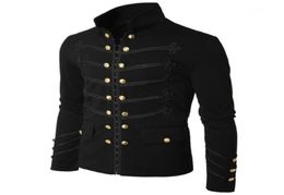 Men039s Jackets Mens Gothic Steampunk Military Parade Jacket Slim Fit Tunic Rock Black Army Coat Long Sleeve Men Plus Size9336422