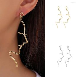 Dangle Earrings For Female Personalized Ear Studs Alloy Jewelry Gift Piercing Exaggerated Lines Face 1 Pair