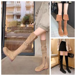 Fashion winter ankle boots womens ankles knit booties Tall Boot Black Leather Over-knee Boot Party Knight Boots Knee length bo flat boot