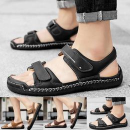 Sandals 2024 Summer Men's Breathable Daily Sports Beach Outdoor Shoes Mens Open Toe Leather Slide For Men 7