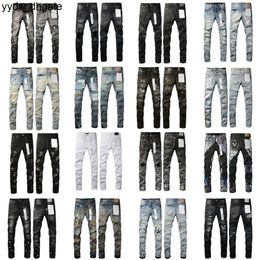 Purple Jeans Designer Fashion Mens Distressed Ripped Bikers Womens Ripped High Street Brand Patch Hole Denim cargo For Men Black Pants TLCZ