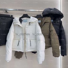 Winter fashion designer down jacket brand women's short motorcycle jacket women's hooded bread jacket thickened warm parka coat women's clothing