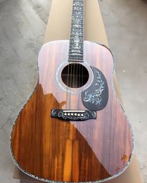 China factory High quality KOA acoustic guitar, ebony fingerboard real abalone shell Mosaic, electric guitar