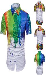Fashion Shirts Designs Man Short Sleeves Splash Ink New Brands T Shirts High Quality Cotton Man Clothes Plus Size Mens Casual 1477499