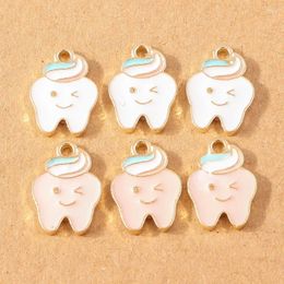 Charms 10pcs Cute Enamel Cartoon Tooth Pendants For Making Earrings Necklace Handmade Bracelet DIY Jewelry Accessories