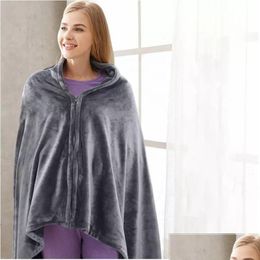 Other Health Care Items Heated Shawl Usb Electric Blanket Heating Warm Coral Fleece P 3-Speed Adjust Temperature Winter Large Zipper D Dhxiv
